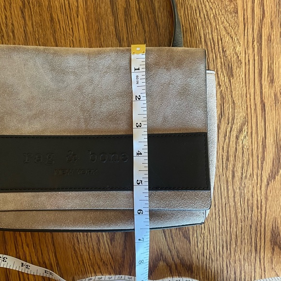 Rag and Bone Aston Mini Crossbody Stone Grey and Black Logo Suede Leather Womens - Picture 10 of 16